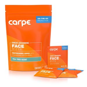 Carpe Sweat Absorbing Face Wipes (15 Facial Wipes). Witch Hazel & Tea Tree Oil Wipes Infused with Eucalyptus.