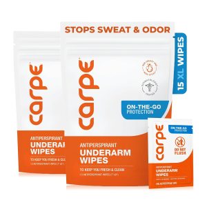 Carpe Antiperspirant Underarm Wipes. Clean & Refreshing - 30 Count | On-the-Go Antiperspirant Wipes.