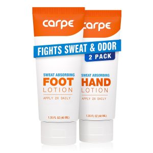 Carpe Sweat Absorbing Hand & Foot Lotion Bundle. Eucalyptus | Dermatologist-Recommended Hand & Foot Antiperspirant Lotion Bundle.