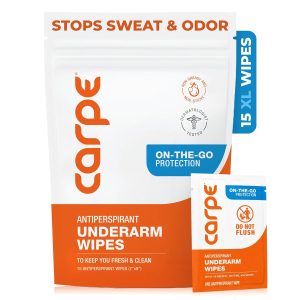Carpe Antiperspirant Underarm Wipes. Clean & Refreshing - 15 Count | On-the-Go Antiperspirant Wipes.