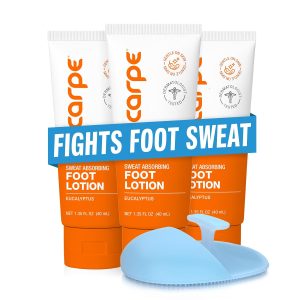 Carpe Sweat Absorbing Foot Lotion 3 Tubes WITH FREE APPLICATOR.