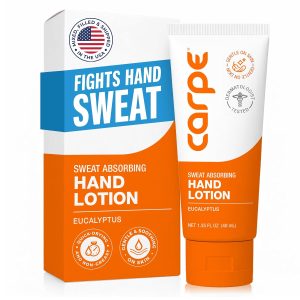 Carpe Sweat Absorbing Hand Lotion. A dermatologist-recommended smooth lotion that helps stop hand sweat.