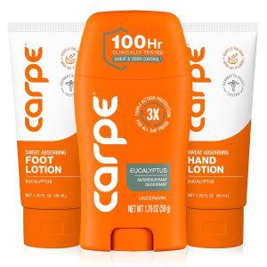 Carpe Sweat Bundle - Underarm. Hand & Foot Antiperspirant. Eucalyptus | Head-to-Toe Sweat Bundle.